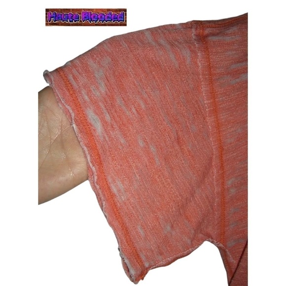 We The Free Orange Burn Out Distressed Tee Shirt Free People Urban Outfitters - Picture 7 of 10